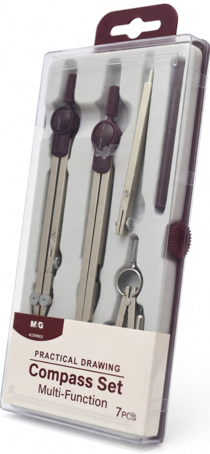 M&G Chenguang Practical Compass Set, 7-Piece for Accurate Geometric Drafting and Technical Drawing - No:ACS908E6