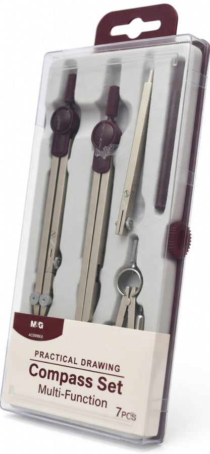 M&G Chenguang Practical Compass Set, 7-Piece for Accurate Geometric Drafting and Technical Drawing - No:ACS908E6