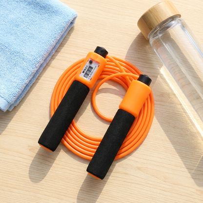M&G adjustable jump rope with counter coiled flatlay