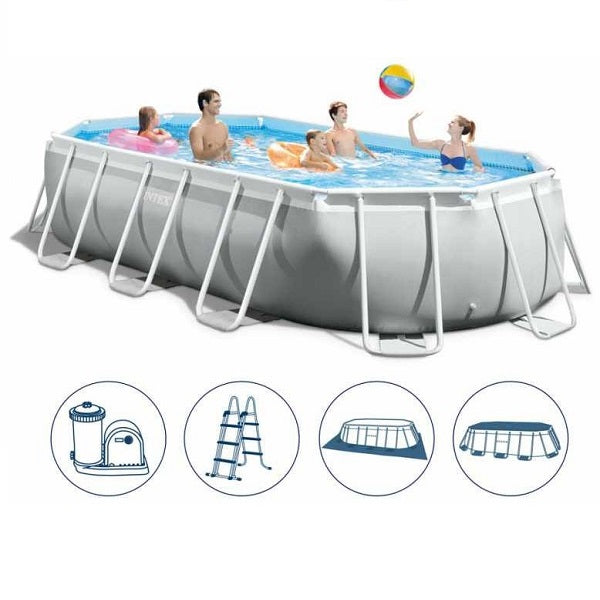 مسبح بيضاوي بإطار بريزم من إنتكس، أبعاده 503×274×122 سم - رقم: 26796 