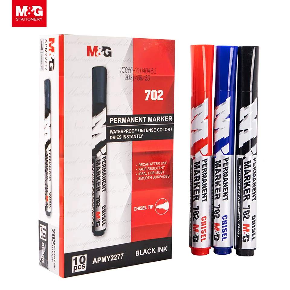 M&G Chenguang 702 Permanent Marker – Chisel Tip, Waterproof, Quick-Drying Ink - Blue , Black or Red – 1pcs - No: APMY2277