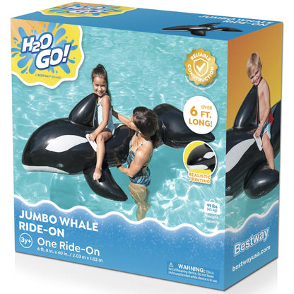 Bestway H2OGO! Whale Ride-On Inflatable Pool Float 1.57m×94cm