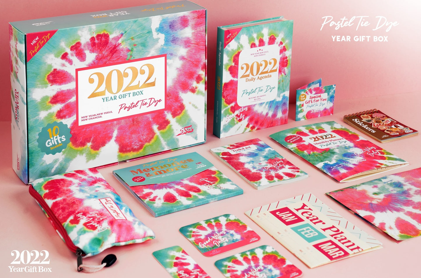 Mofakera Set of Year gift box for 2022 - ( Pastel Tie Dye )