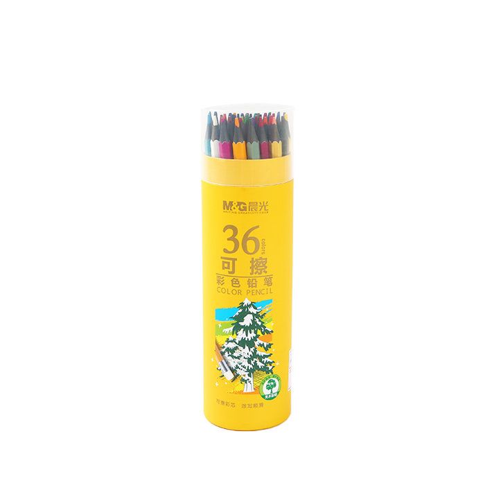 مجموعة أقلام تلوين خشبية قابلة للمسح من إم آند جي، 36 قلمًا مع ممحاة - رقم المنتج: AWPQ0509 