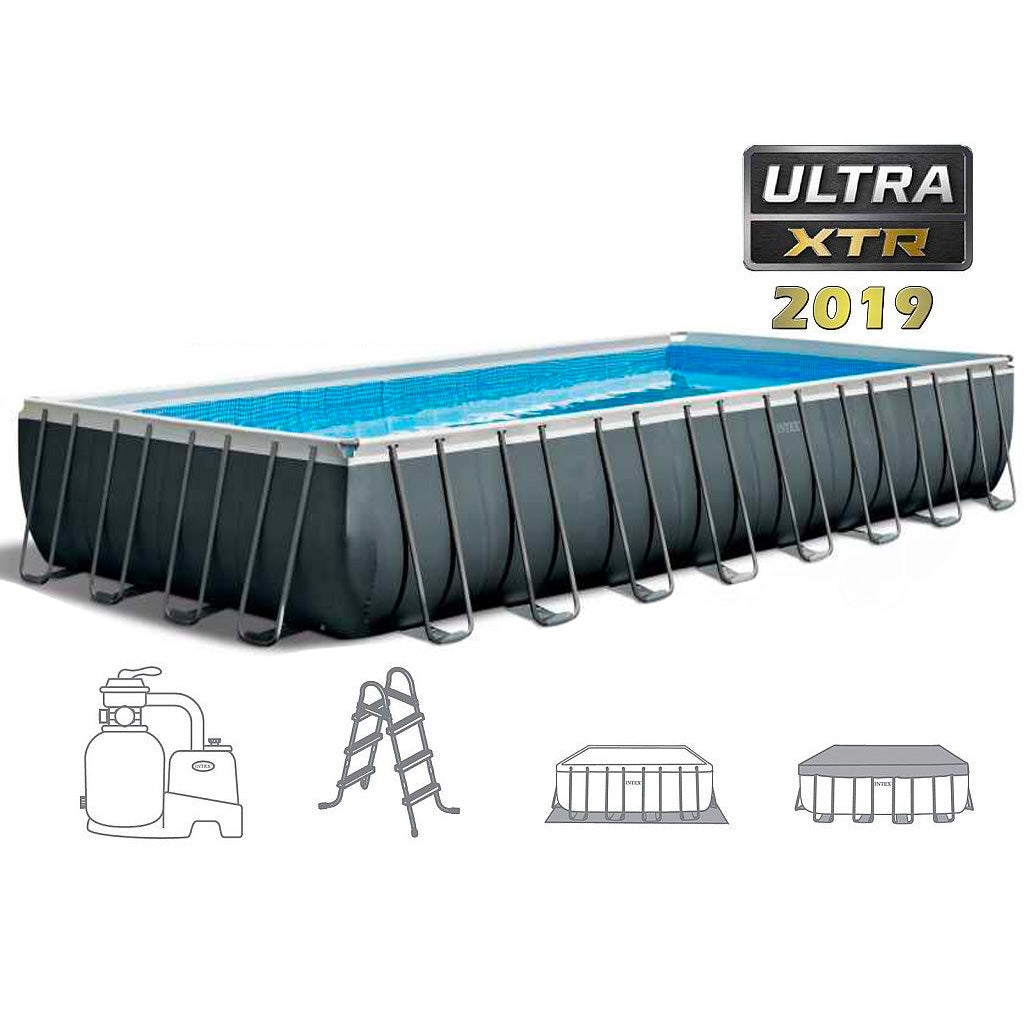 مسبح إنتكس ألترا إكس تي آر مستطيل الشكل بإطار، أبعاده 975 سم × 488 سم × 132 سم - رقم: 26374 - مستعمل 