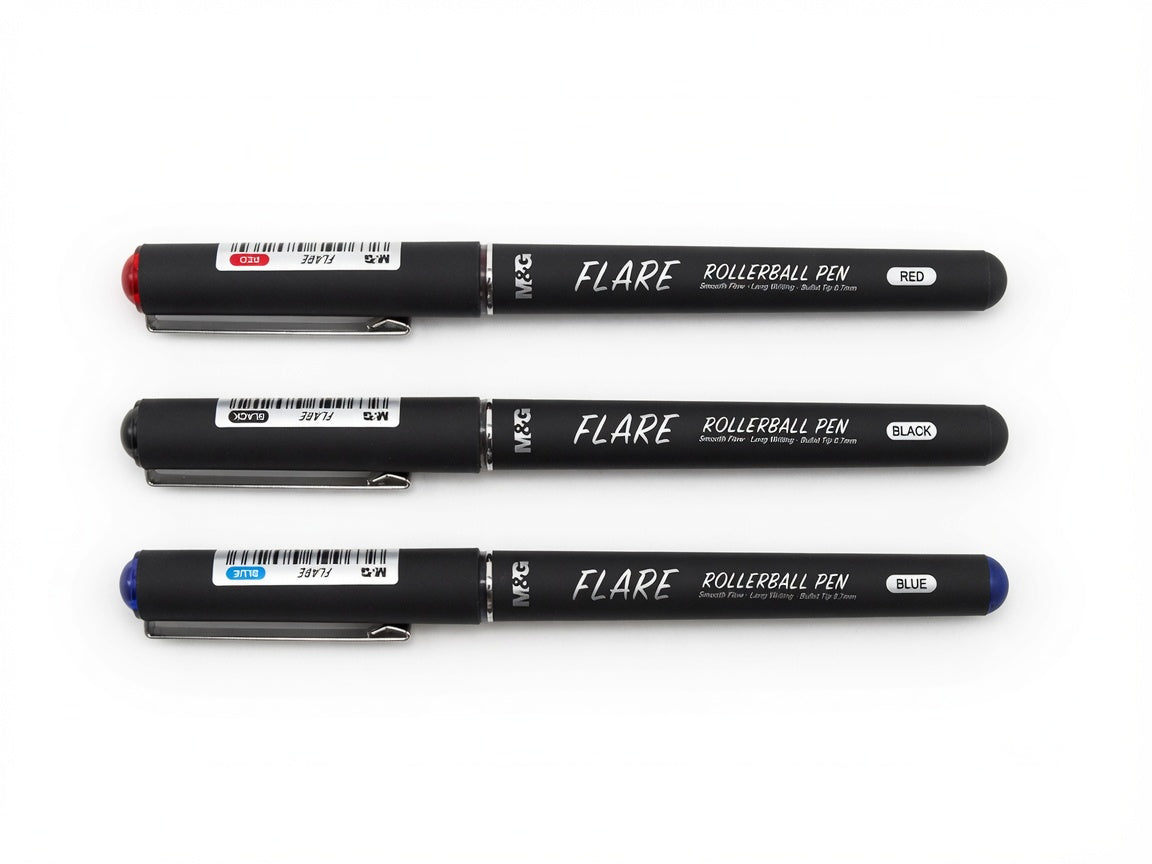 M&G Chenguang FLARE Rollerball Pen 0.7mm – Smooth Writing Gel Ink Pen | Blue, Black & Red - 1pcs - No: ARP50175