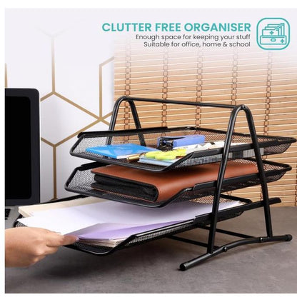 M&G Chenguang Desk Organizer Tray – All-Metal Mesh 3-Tier Document & Paper Tray, Durable Office File Organizer - 1pcs - No: ABT984H6