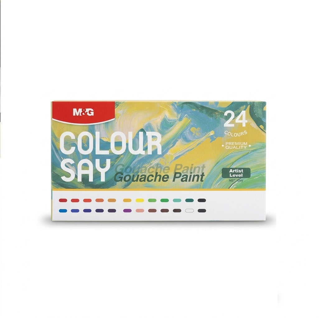 M&G Chenguang Gouache Paint Set, 24 Colors – Premium Artist Quality Water-Based Gouache Paints for Painting, Illustration & Crafts - No:APL976T7