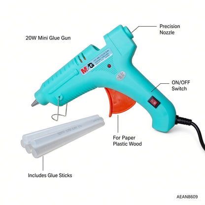 M&G Chenguang Mini Hot Glue Gun with Glue Sticks – 20W Electric Hot Melt Glue Gun with On/Off Switch for Crafting, DIY, Paper, Plastic & Wood - No: AEAN8609