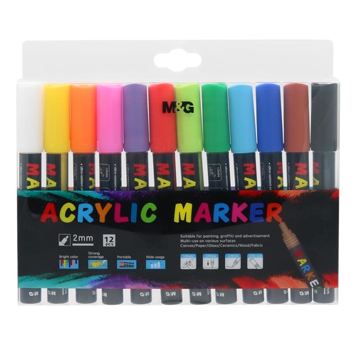 M&G Chenguang ACRYLIC MARKER 2 MM, SET OF 12 - No:APL976E1