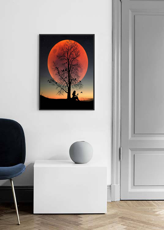 صورة امرأة تشاهد غروب الشمس 