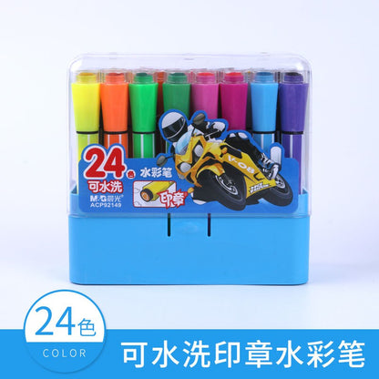 M&G Pack watercolor marker with stamp non-toxic- 24pcs - No:92149