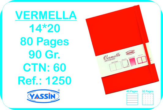 Yassin Vermella Notebook A5 - 80sheets - No: 1250