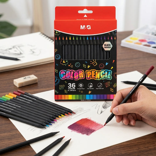 M&G Chenguang 36 Black Wood Colored Pencils Set – Premium Pre-Sharpened Color Pencils with Soft Core , Hexagonal Grip , Smooth Drawing 36 Vibrant Colors - No: AWP39819