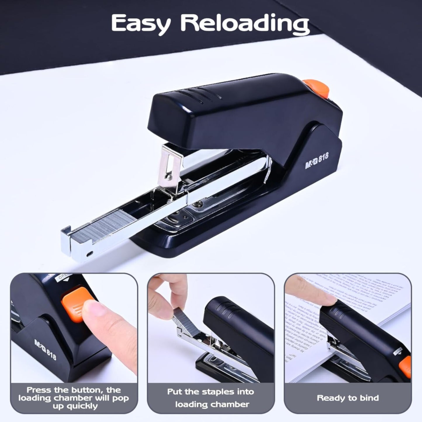 M&G Chenguang Power Saving Stapler – 25 Sheets Capacity, 24/6 Staples, Easy Push-Button Loading - 1pcs - No: MG818