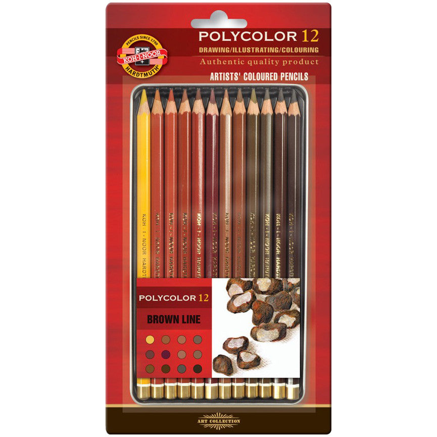 Koh-I-Noor Back of 12 Polycolor pencils in a metal - No:3822012014BL
