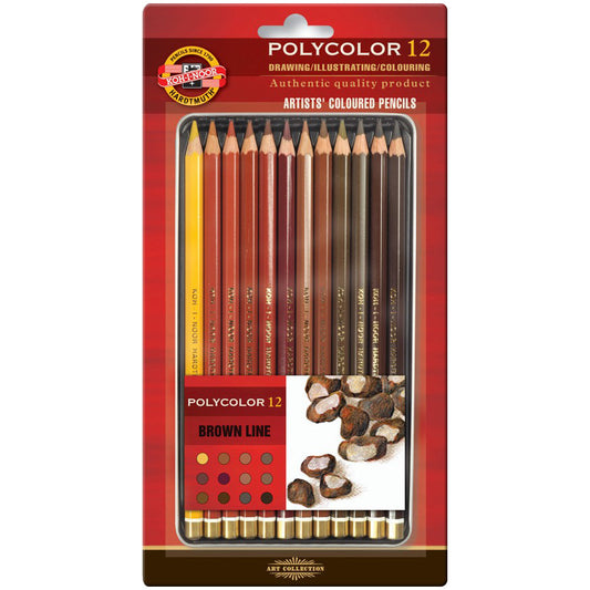 Koh-I-Noor Back of 12 Polycolor pencils in a metal - No:3822012014BL
