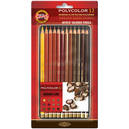 Koh-I-Noor Back of 12 Polycolor pencils in a metal - No:3822012014BL