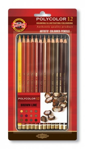 Koh-I-Noor Back of 12 Polycolor pencils in a metal - No:3822012014BL