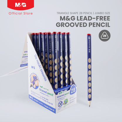 M&G Chenguang umbo Triangular Grooved Pencil (2B) Ergonomic Hole Design Pencil Grip Practicing for School Students, Beginners 2B- 1pcs - No: AWPQ0915