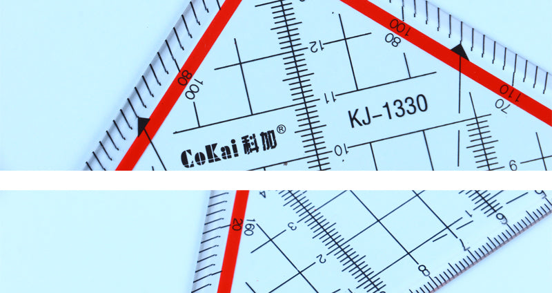 Cokai Transparent multipurpose triangle with handle professional drawing - 30cm - No:KJ1330