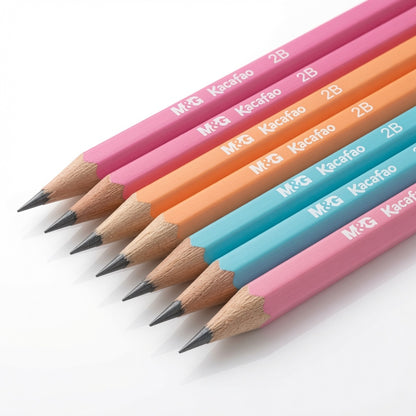 M&G Chenguang Kacafao 2B Wooden Pencils – Super Dark Graphite, Assorted Pastel Colors, 12-Pack, School & Sketching  - No: AWP32107