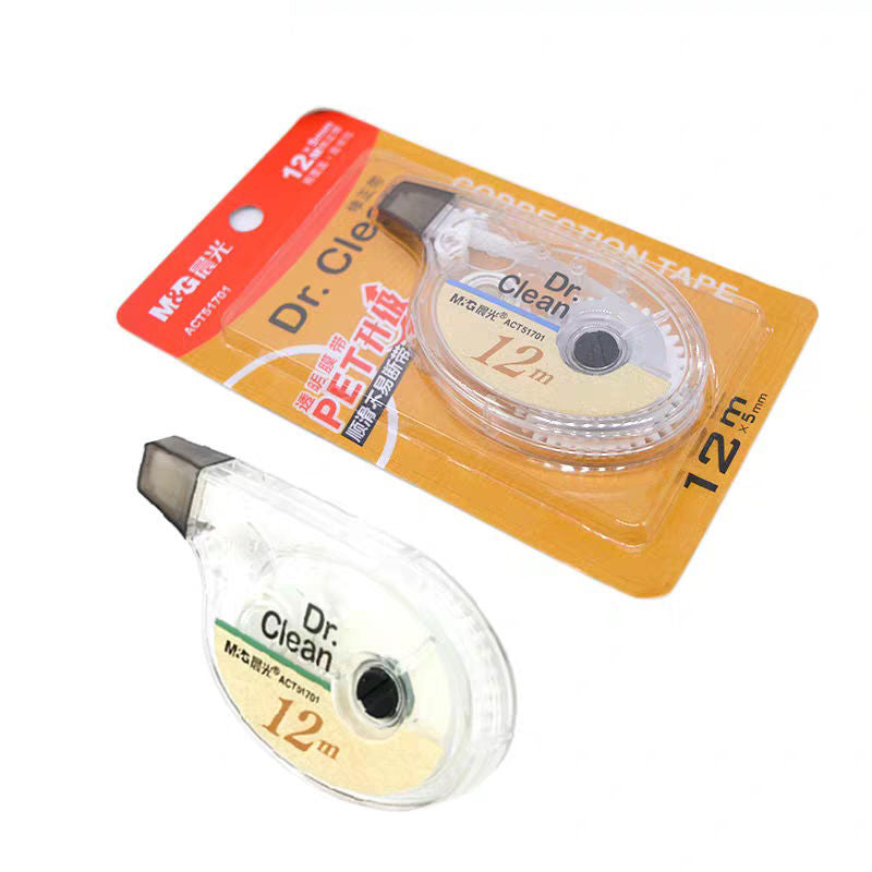 M&G Chenguang Dr. Clean Correction Tape – 12m x 5mm PET Correction Tape, Instant Dry, Smooth & Precise - 1pcs - No: ACT51701