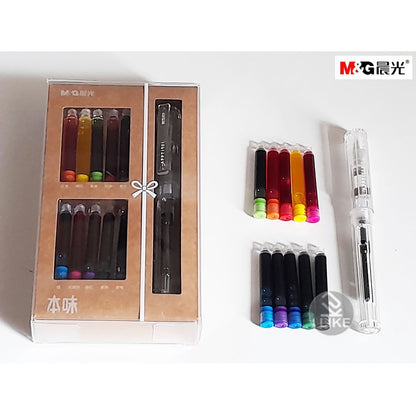 M&G Chenguang original flavor transparent pen (10 color ink) replaceable ink - No:AFPT1901