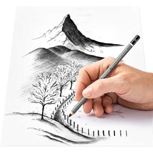أقلام فحم ستيدلر مارس لوموغراف - عبوة من 3 أقلام + 1 أداة مزج 