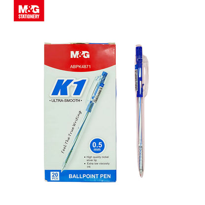 M&G Chenguang K1 Ultra-Smooth Ballpoint Pen 0.5mm – Black, Blue & Red Ink – 1pcs - No: ABPK4871