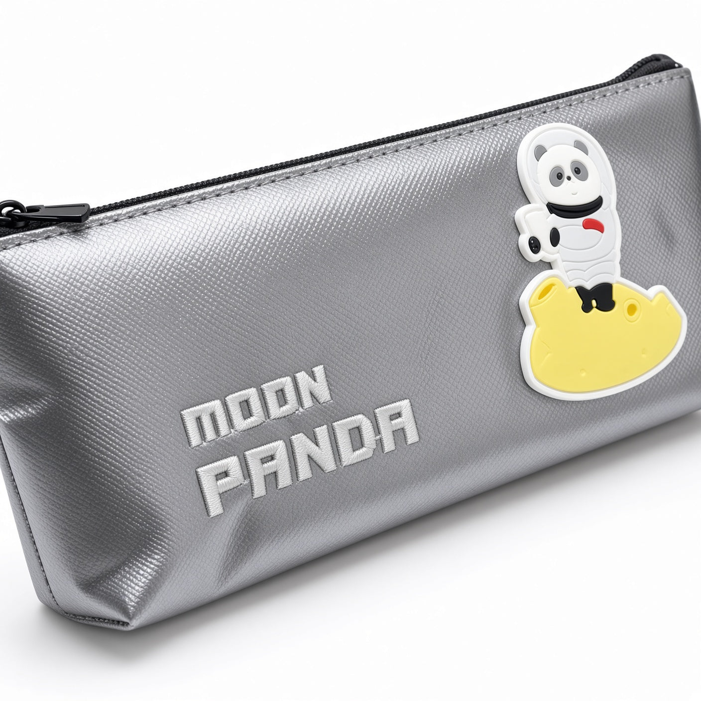M&G Chenguang Extra Long Large Capacity Pencil Case – Moon Panda Design – Silver - No: APB903FQ