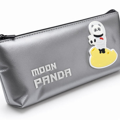 M&G Chenguang Extra Long Large Capacity Pencil Case – Moon Panda Design – Silver - No: APB903FQ