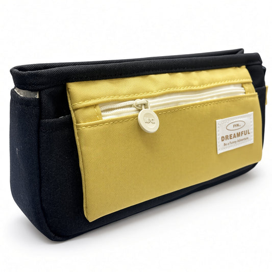 M&G Chenguang Large Capacity Double-Layer Pencil Case with Front Zipper Pocket – Stylish Multi-Compartment Stationery Organizer - 1pcs - No: APB932LP
