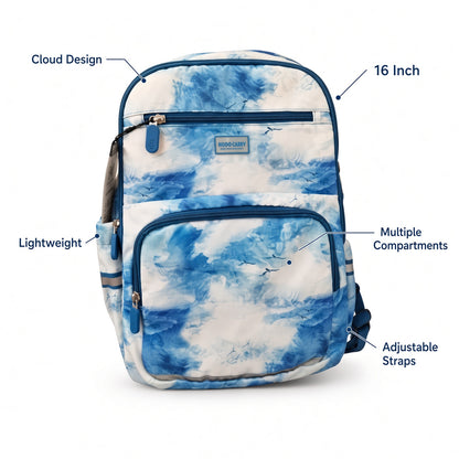 M&G Chenguang 16-Inch School Backpack – Lightweight Kids Backpack with Multiple Compartments, Blue Cloud Design - No: ABB904R8