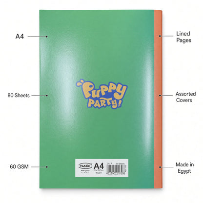 Yassin A4 Notebook 80 Sheets 60 GSM –  9 Lined Pages, Colorful Printed Covers, Assorted Designs - No: 1030