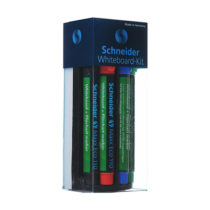 Schneider Pack of 4 Whiteboard Pens+4 Refills + Eraser