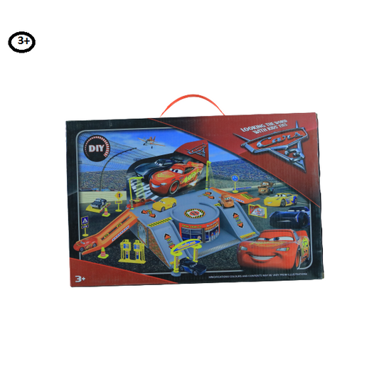 مجموعة ألعاب مسار السيارات مع مرآب ومطار، 19 قطعة، رقم المنتج: P5599