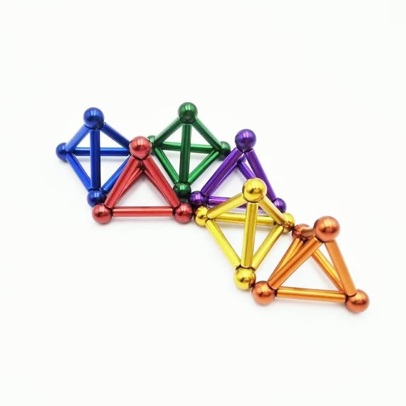 Magnetic Building Blocks Set | 36 PCS Colorful Magnet Sticks + 27 PCS Metal Balls | STEM Educational Construction Toy for Kids & Adults