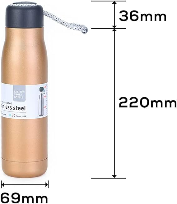 500ml Stainless Steel Vacuum Insulated Water Bottle with Carry Rope – Double Wall Thermal Flask | Hot & Cold Bottle