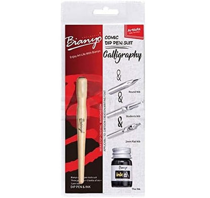 مجموعة أدوات قلم الرسم الهزلي من بيانيو، تتضمن ثلاثة رؤوس أقلام + زجاجة حبر واحدة - رقم المنتج: BYCT0001 