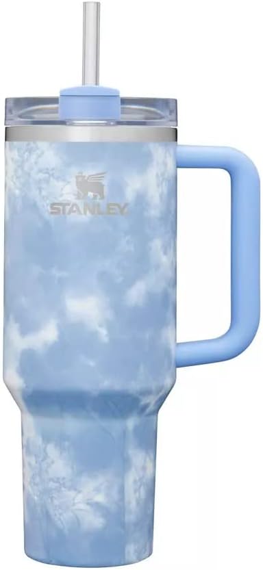 Stanley Quencher H2.0 Tie-Dye Tumbler 40oz (1.18L) – Vacuum Insulated Stainless Steel Travel Mug with Handle & Lid | Blue & Purple Marble Edition
