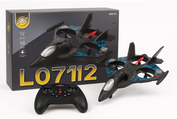 طائرة بدون طيار تعمل بالتحكم عن بعد مزودة بأضواء LED، طولها 25 سم، مزودة بجهاز تحكم عن بعد، وبطارية قابلة للشحن، ومراوح احتياطية، مناسبة للأعمار من 14 سنة فما فوق - رقم المنتج: L0712