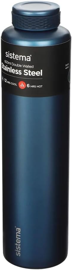 Sistema Chic Hydrate Stainless Steel Water Bottle | 600 ml | BPA-Free | Double Wall Vacuum  - No:5857