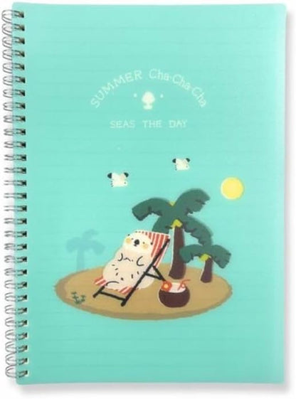 M&G Chenguang Spiral Notebook A4 – Ruled Spiral Bound Notebook, 56 Sheets, 210 × 297 mm, Summer Cha Cha Design - 1pcs - No: APNDB002