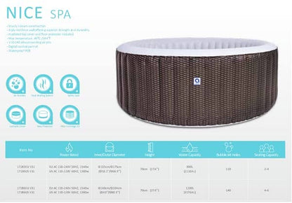 حوض استحمام ساخن قابل للنفخ من جيلونج أفينلي نايس سبا، مناسب لأربعة أشخاص، مزود بخاصية التدليك، قطر 175 سم × 70 سم - 17283EUV31