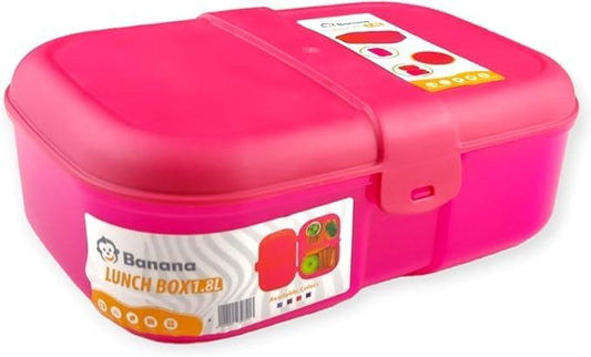 علبة غداء على شكل موز، سعة 1.8 لتر، مصنوعة من بلاستيك صحي PP5 - ألوان متنوعة 