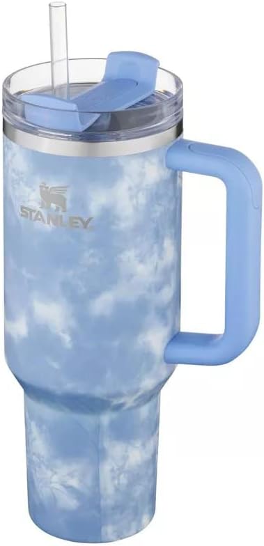 Stanley Quencher H2.0 Tie-Dye Tumbler 40oz (1.18L) – Vacuum Insulated Stainless Steel Travel Mug with Handle & Lid | Blue & Purple Marble Edition