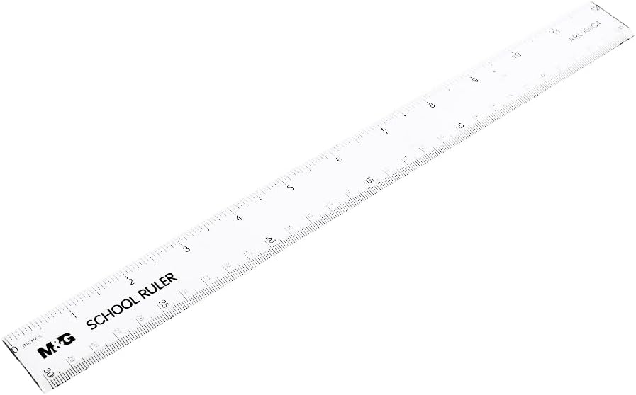 M&G Chenguang Transparent Plastic Ruler 30 cm / 12 Inch – Dual-Scale School Ruler - 1pcs – No: ARL960Y9