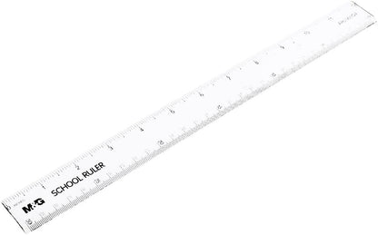 M&G Chenguang Transparent Plastic Ruler 30 cm / 12 Inch – Dual-Scale School Ruler - 1pcs – No: ARL960Y9