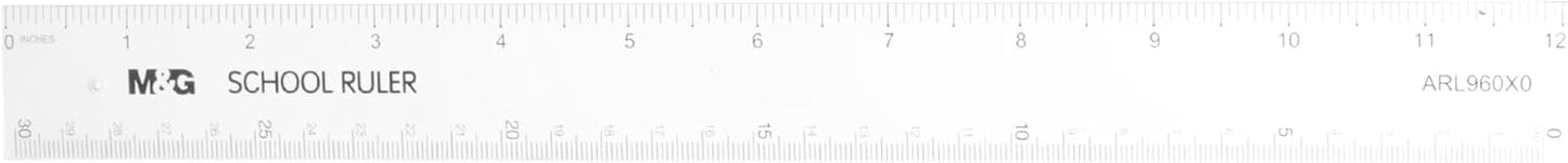 مسطرة بلاستيكية من إم آند جي تشنغوانغ، قياسات دقيقة وخفيفة الوزن، 30 سم، رقم المنتج: ARL960X0 